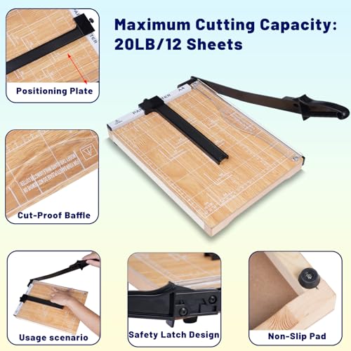 Paper Trimmer Cutter for Office and Crafts, Heavy-Duty, Portable Paper Slicer, 12-Inch, 10-Sheet Cardstock