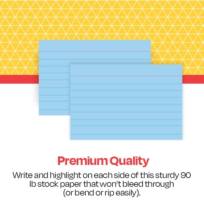 School Smart Ruled Index Card, 4 x 6 Inches, Blue, Pack of 100 - color: Blue, size: 4 x 6 Inches