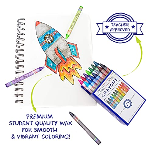 Color Swell 24-Pack Crayons – Non-Toxic, Ideal for Kids, Students, Adults, and Classroom Activities - size: 1 Pack | 24 Crayons