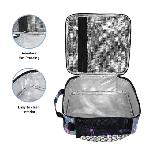 Black Wolf Purple Eyes Galaxy Lunch Box Insulated Lunch Bag Kids Cooler Tote Bag Freezable Shoulder Strap Lunchbox for Girls School Picnic - color: Multi2404