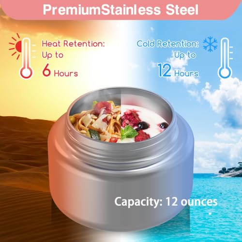 Bento Box for Kids - Leak-Proof Bento Lunch Box with Insulated Thermo Food Jar - 4 Compartments, 1 Removable Divider, 1 Spoon, 1 Fork - Dishwasher Safe, BPA-Free (Light pink) - color: Light Pink