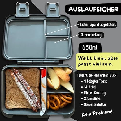 BEARFOOT Kids Lunch Box with Compartments – Compact & Lightweight | Leak-Proof, BPA-Free, Dishwasher Safe | Hand-Drawn Design for Preschool, School, Travel (Sticker Black, 2.75 Cups) - color: Sticker-Black, size: 2.75 Cups