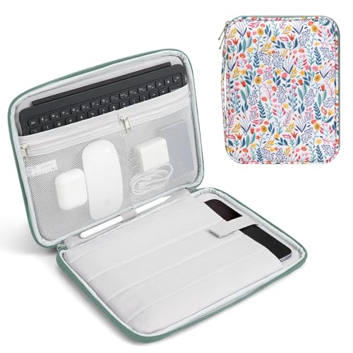 TiMOVO 9-11" Tablet Sleeve for iPad A16 & Galaxy Tab, Flowers | Protective Bag with Pockets, Fits iPad 10.9"/10.2" Air 11" 5th/4th Gen, Galaxy Tab A9+/A11+ 11" - color: Flowers, size: 9-11 Inch