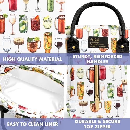 Fit & Fresh Bloomington Lunch Bag for Women - Insulated Large Lunch Box for Work with Containers, Leak-Resistant, Stain-Resistant, Zipper Closure, Mixology - color: Mixology