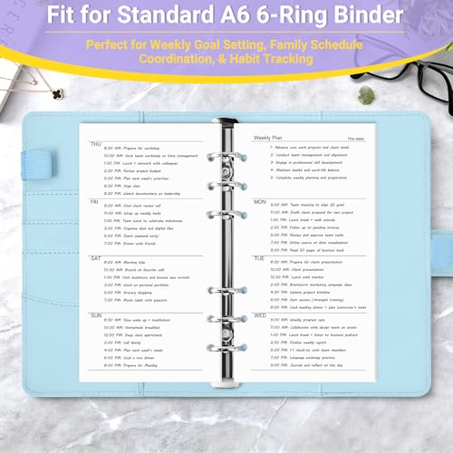 Antner A6 Weekly Planner Refill Paper 6-Hole Planner Inserts for A6 6-Ring Refillable Binder, 135 Sheets Undated Weekly Plan Loose Leaf Filler Paper with Binder Dividers For Agenda Work Schedule - color: Weekly Plan Paper