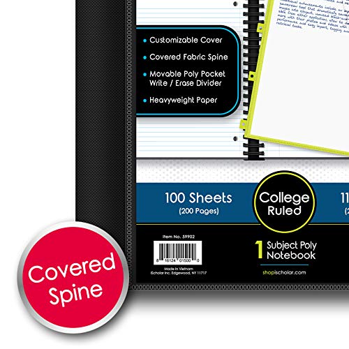 iScholar IQ+ 1-Subject Poly Cover Wirebound Notebook, College Ruled, 11 x 8.5 Inch Sheet Size, 100 Sheets, Blue (59902-BL) - color: Blue, size: 1 Subject, style: College Ruled