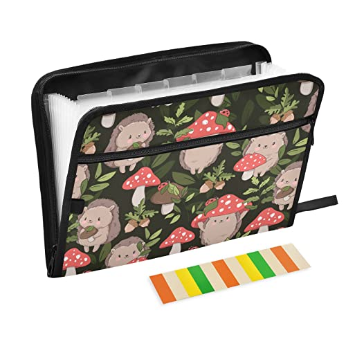 13 Pockets Expanding File Folder Cute Hedgehog and Mushrooms with Sticky Labels Accordion File Folder Document Organizer Letter Size A4 Papers Expandable File Keeper - color: Multicolor 36
