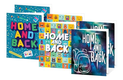Home & Back Student Homework Folders | Classroom Organization Take-Home 2-Pocket Folder | School-to-Home Communication | Fits 8.5" x 11" Letter Paper | 14-pt Cardstock | Deep 4.5" Pockets | Set of 6