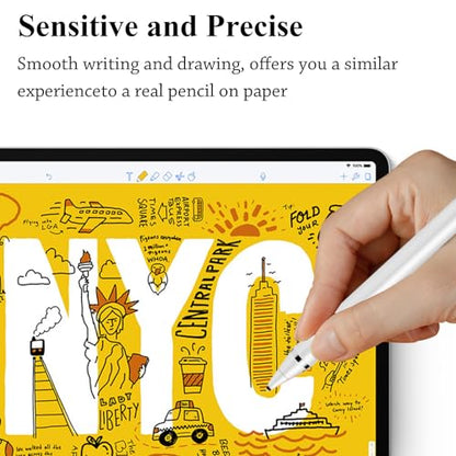 Kenkor Stylus Pen for Touchscreen, Rechargeable Digital Fine Point Active Tablet Pencil, Stylus Pen for iPhone/Switch/Android/Apple iPad Pro/Air/Mini/Samsung/Cellphone/Tablet Drawing & Writing - White - color: White