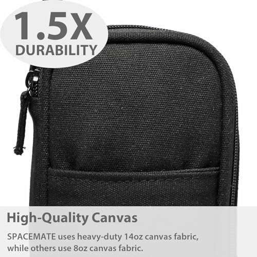 SPACEMATE Pencil Case Pouch Box Bag School Supplies Girls Boys Kids, Cute Preppy Stuff Large Big Capacity Aesthetic Pen Organizer, Back to College Stationary, Coal Black, Heavy Duty Canvas, 1800ml - color: Coal Black