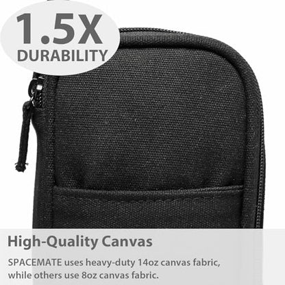 SPACEMATE Pencil Case Pouch Box Bag School Supplies Girls Boys Kids, Cute Preppy Stuff Large Big Capacity Aesthetic Pen Organizer, Back to College Stationary, Coal Black, Heavy Duty Canvas, 1800ml - color: Coal Black