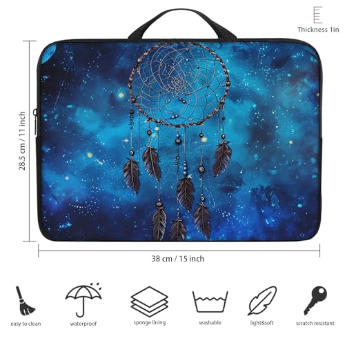 Laptop Sleeve Bag with Handle Computer Protective Soft Cover Case for 14 Inch 13 Inch Laptop,Blue Dream Catcher - color: Blue Dream Catcher