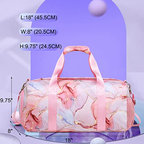 Jumpopack Dance Bag for Girls Teens Gym Gymnastic Bags Travel Bags for Weekender Sleepover Overnight Bag with Shoe Compartment and Wet Pocket - color: Pink