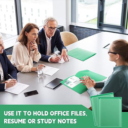 Henoyso 36 Pack Green Plastic Folders with Clear Front Pockets Heavy Duty File Folders with 2 Pockets and Card Slot for Student Communication School Office Presentation Report - color: Green