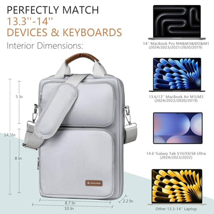 13.3-14 Inch Laptop Sleeve Bag, Laptop Bag for 14'' MacBook Pro M4 2024,14'' MacBook Pro M3&M2&M1 2023/2021, 13.6/13'' New MacBook Air M3/M2 2024/2022,Tab S8 Ultra 14.6",with Shoulder Strap(Silver) - color: Silver, size: 13.3-14 Inch