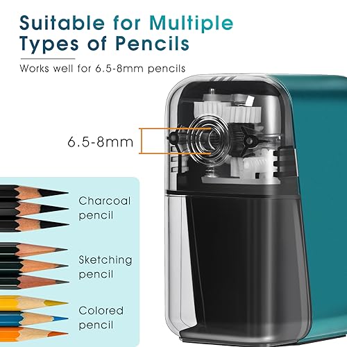 Manual Pencil Sharpener Hand Crank Pencil sharpeners for Kids with Stronger Spiral hob and auto Stop Function Charcoal Pencil Sharpener for Children/Adults/Students/Artists (Blue 1)