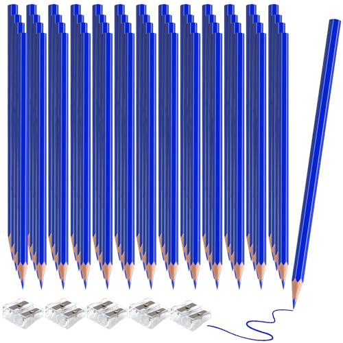 60 Pack Bulk Blue Colored Pencils for Kids, Pre-sharpened Art Pencils Back to School Supplies Set, Drawing Sketching Pencils for Students, Teachers, Classroom - color: Blue
