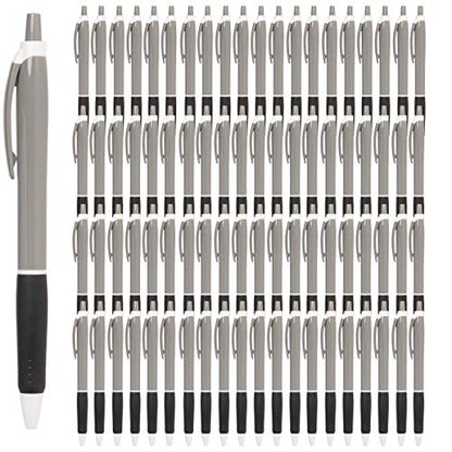 Simply Genius Retractable Ballpoint Pens - 100-Pack, Black Ink, Gray & Black, 1.0mm Medium Point - Bulk Pens for Office & School Supplies - Smooth Writing for Notebooks & Journals - color: Gray/Black