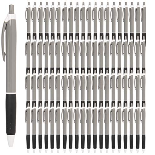 Simply Genius Retractable Ballpoint Pens - 100-Pack, Black Ink, Gray & Black, 1.0mm Medium Point - Bulk Pens for Office & School Supplies - Smooth Writing for Notebooks & Journals - color: Gray/Black