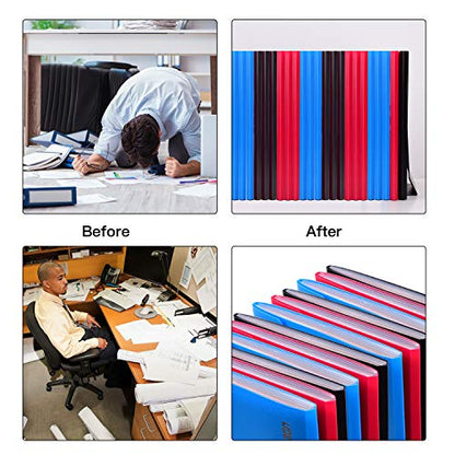 7-Pocket Expanding File 3pcs, Plastic Expandable File Folder - Black&Blue&Red - size: 3Pack-7Pocket