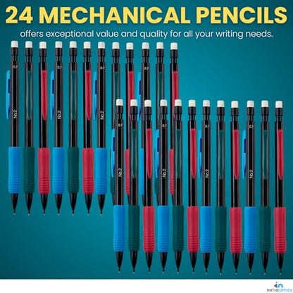 1InTheOffice Mechanical Pencils 0.7mm, #2.5, HB Lead, Black Lead, Smoke Barrel 24 Pack