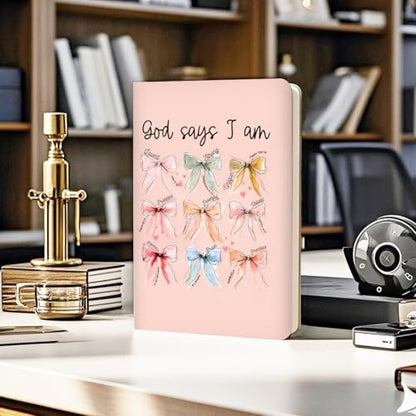 Bible Gifts for Women, Bow Bible Hard Shell Journal Notebook, College Ruled Notebook, Inspirational bow Hardcover Notebooks, Journals for Writing Planner Note Taking 200 Sheets (5.8 x 8.3) - color: Multi 1566