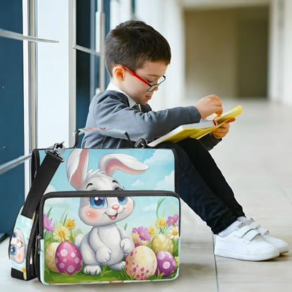Easter Bunny Zipper Binder 3 Ring 1.5 Inch School Binder Organizer with Shoulder Strap Handle File Folder Pockets Large Capacity Students Girl Boy Men Office Work - color: Easter Bunny