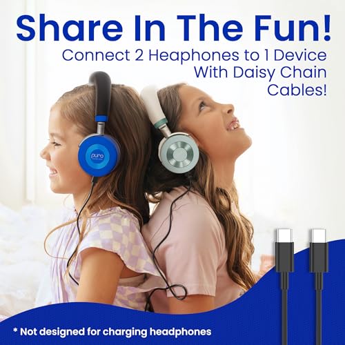 Puro Sound Labs JuniorJam Plus Volume-Limiting Wireless Bluetooth Headphones for Kids, Secure Audio with Adjustable On-Ear Design, 22-Hour Battery Life, Ideal for Tablets, Smartphones & PCs - Blue - color: Blue