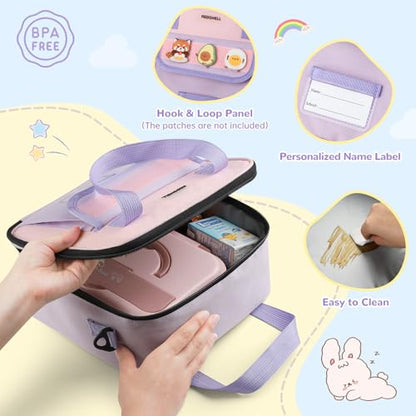 REDSHELL Lunch Box Kids, Large Insulated Lunch Bag for Girls, Purple | Tactical Style, Cooler Lunchbag, Square Toddler Lunchbox, School & Daycare, Lunch Tote, Water Bottle Holder, Adjustable Strap - color: Purple