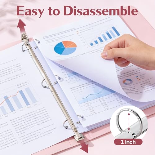 Deli 1-inch 3 Ring Binder with 2 Interior Pockets, 175 Sheets Capacity, 1 inch Binders fits 11" x 8.5" US Letter Size, Pink, 2 Pack