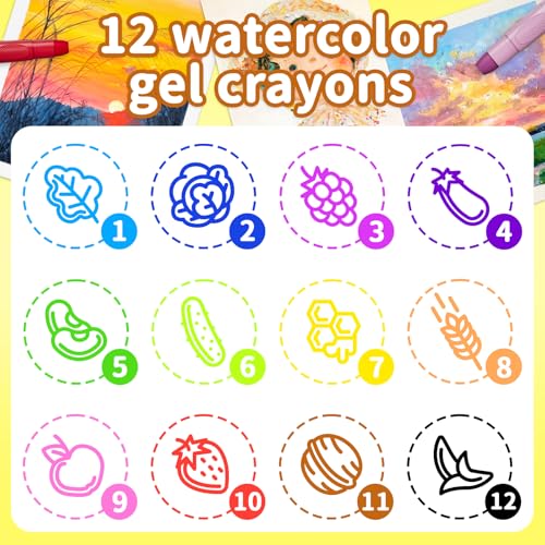Water Silky Crayon Set, Multi-Color Art Drawing Twistable Craons, Washable, Smudge-Free, Non-Toxic Silky Crayons Art Supplies