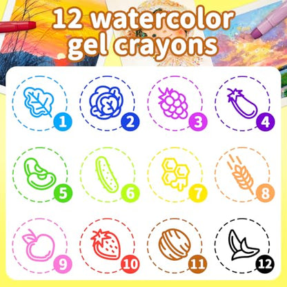 Water Silky Crayon Set, Multi-Color Art Drawing Twistable Craons, Washable, Smudge-Free, Non-Toxic Silky Crayons Art Supplies