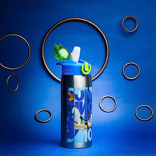 Zak Designs Sonic the Hedgehog Water Bottle for Travel and At Home, 19 oz Vacuum Insulated Stainless Steel with Locking Spout Cover, Built-In Carrying Loop, Leak-Proof Design (Sonic) - color: Sonic