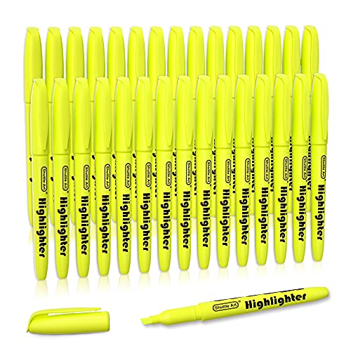 Shuttle Art Yellow Highlighters, 30 Pack Highlighters Bright Colors, Chisel Tip Dry-Quickly Non-Toxic Highlighter markers for Adults Students Highlighting in Home School Office