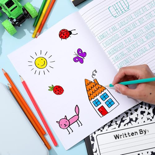 Henoyso 12 Pack Primary Composition Notebook for Kids, K-2 Journal with Half Blank Half Lined Pages, Draw and Write Journal for Kindergarten, 1st & 2nd Grade, Classic Black Covers - color: Black