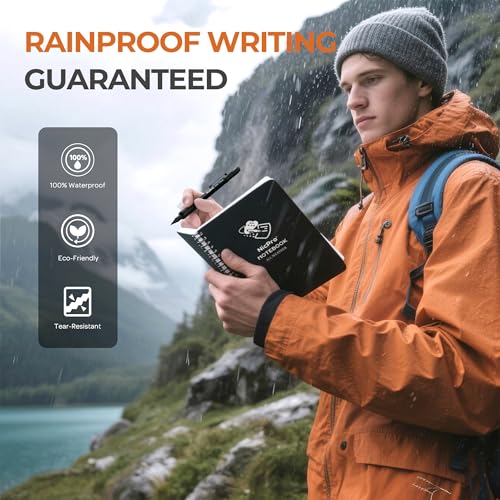 Nicpro 1.3mm Mechanical Pencil Set in Leather Bag with Waterproof Field Notebooks, 3PCS Metal Heavy Duty Carpenter Pencil with Lead Refill & Eraser for Outdoor Journal Travel Drafting Drawing - color: Multicolor with Notebook