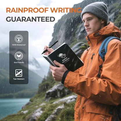 Nicpro 1.3mm Mechanical Pencil Set with Waterproof Field Notebooks | 3PCS Metal Heavy Duty Carpenter Pencil with Leather Bag,Lead Refill & Eraser for Outdoor Journal Travel Drafting Drawing