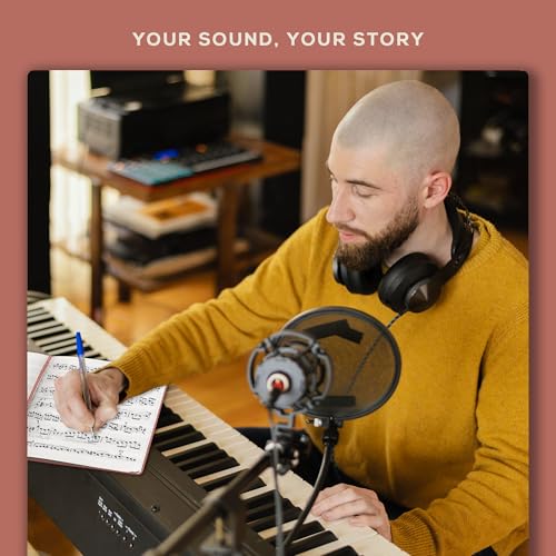 Beechmore Books Blank Sheet Music Notebook – A4 8.5"x11.5" for Songwriters, Musicians & Composers, 156 Thick 120gsm Pages, 10-Staff Perforated Sheets, Vegan Leather Hardcover, Elastic Closure, Gift Box - color: Rose Wood