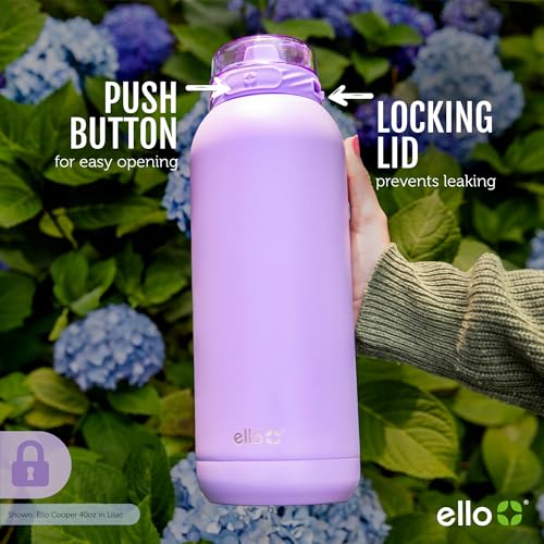 Ello Cooper 32oz Stainless Steel Water Bottle with Straw and Carry Handle, Double Walled and Vacuum Insulated Metal, Leak Proof Locking Lid with Soft Silicone Spout, Reusable, BPA Free, Antigua - color: Antigua, size: 32 Ounces