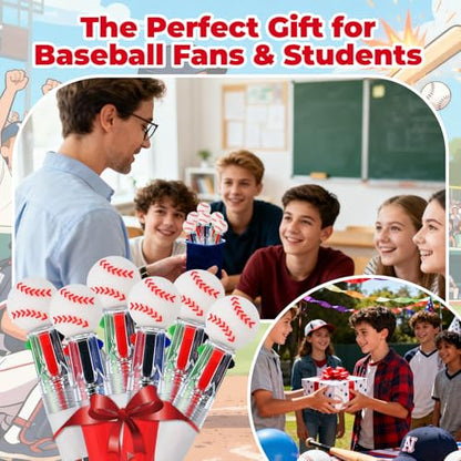 Baseball Party Favors Baseball Pens Mini Multicolor Pen in One Cute Fun 4-in-1 Pens Bulk Cool Ballpoint Pen for Birthday Gifts Teacher Supplies (Baseball, 24) - style: Baseball