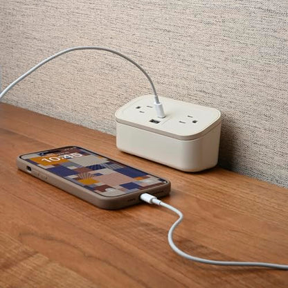 CubieMini - Tabletop Power Strip Charging Station with Outlets and USB Ports (Latte) - color: Latte