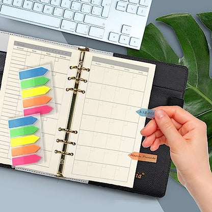 Harphia A6 6 Holes Binder Refill Value Set, 90Sheets Monthly Planner Insert, 5 Sheets Divider Paper, Today ruler With Inch Unit, Translucent Zipper Bag, Pvc Card Bag, 200Pcs Colorful Index Stickers - color: Month Paper Set, size: A6