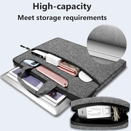 Hseok Laptop Shoulder Bag 13-14 inch Shockproof Water-Resistant HandBag with Small Case Compatible with MacBook Pro/Neo 14" M5/M4/M3/M2/M1, Mac Air/Pro 13.3", XPS 13/14, Most 13"-14" PC,Gray-black - color: Dark Gray-black, size: 13"-14"