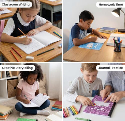 BESARME 24 Pack Primary Composition Notebook Bulk, K-2 Writing Journal Notebooks for Drawing and Story Practice, 9-3/4" x 7-1/2" Half Blank Books School Supplies for Classrooms