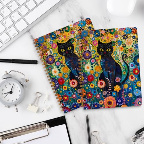 2 Packs Cat Spiral Notebook Aesthetic College Ruled Journaling Notebooks Cat Themed Gifts for Women Teacher Educator Cute Hardcover Notebook Journals for Writing Classroom Office Home Supplies