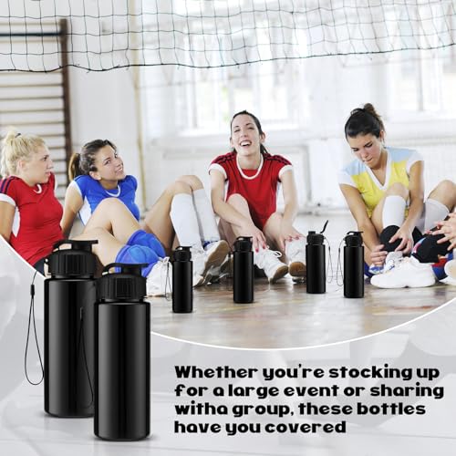 Maxcheck 30 Pieces Water Bottle Bulk 17 oz Plastic Sports Water Bottles Bulk with Handle Strap Lightweight Leakproof Drink Flip Top for Adults Fit Gym(Dark Style,Black) - color: Black, style: Dark Style