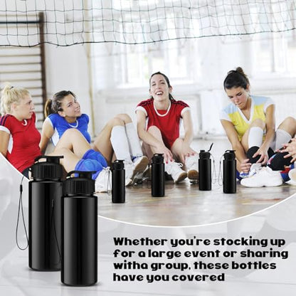 Maxcheck 30 Pieces Water Bottle Bulk 17 oz Plastic Sports Water Bottles Bulk with Handle Strap Lightweight Leakproof Drink Flip Top for Adults Fit Gym(Dark Style,Black) - color: Black, style: Dark Style