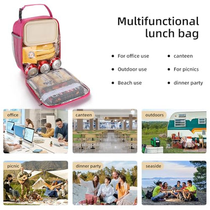 Lovoeo Lunch box Lunch bag for men women Insulated Lunchbox Lunch bags for Work Picnic Travel(Rose red) - color: Rose Red