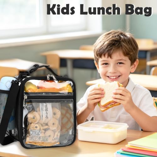 FlowFly Kids Lunch box Insulated Soft Bag Mini Cooler Back to School Thermal Meal Tote Kit for Girls, Boys, Clear - color: Clear