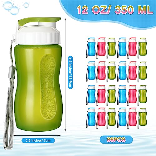 Domensi 36 Pack 12 oz Kids Plastic Water Bottles Reusable Plastic Sports Water Bottles Wide Mouth Leak Proof Lightweight for Boys Girls Child Toddler to School Travel Camping, DIY Gift